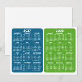 2-Jaars Kalenderweergave - 2027 2028 blauw groen (Voorkant / Achterkant)