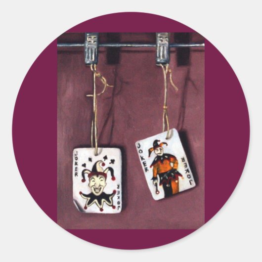 2 Joker's-Lucky Jokers-Wild Kaarten Ronde Sticker (Voorkant)