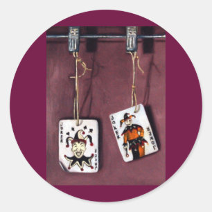 2 Joker's-Lucky Jokers-Wilde Kaarten Ronde Sticker