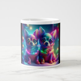 2 Jonge Chihuahua Honden In Kleurrijke Kerst Scene Grote Koffiekop