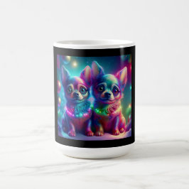 2 Jonge Chihuahua Honden In Kleurrijke Kerst Scene Koffiemok