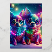 2 Jonge Chihuahua-hondjes in een Kleurrijke Kersts