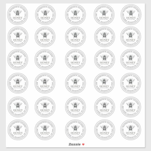 2"Jouw naam hier bewerkbare witte honingkruik bij Sticker (Vel)