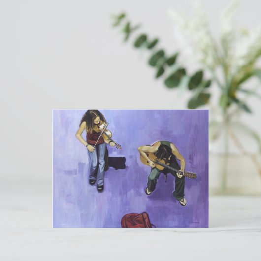 2 jovenes músicos briefkaart (Staand voorkant)