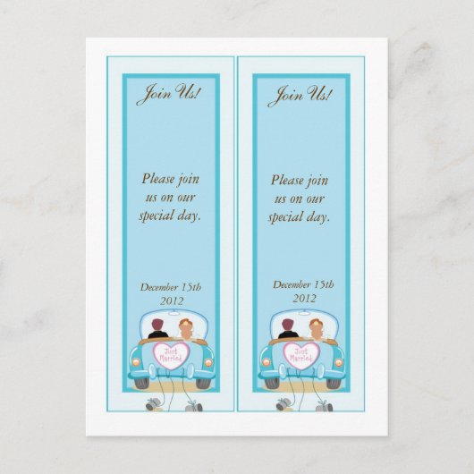 2 Just Married Classic Car Save the Date Bladwijze Briefkaart (Voorkant)