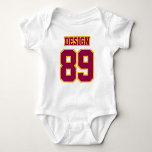 2 Kant WITTE BOURGONDISCHE GOUDEN Football Jersey Romper