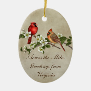 #2 Kardinaal Dogwoods Over De Miles Kerstmis Keramisch Ornament