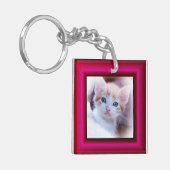 2 Kat Foto Heet Roze Rand Sleutelhanger (Voorkant Links)