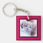 2 Kat Foto Heet Roze Rand Sleutelhanger (Voorkant)