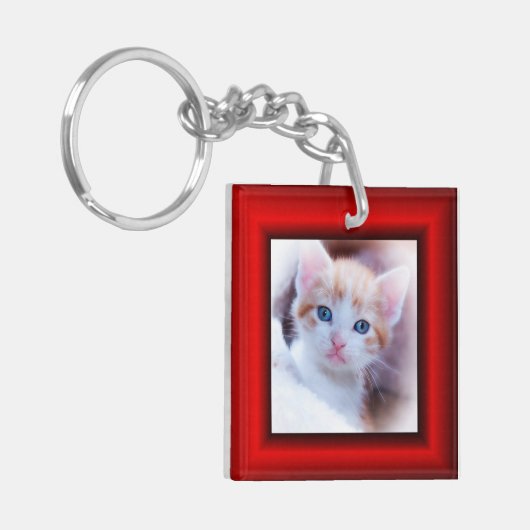 2 Kat Foto Rode Rand Sleutelhanger (Voorkant Links)