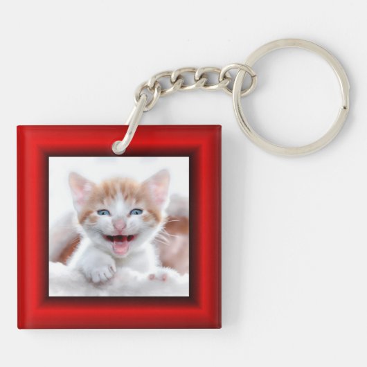 2 Kat Foto Rood Rand Sleutelhanger (Achterkant)