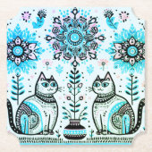 2 katten kartonnen onderzetters (Voorkant)