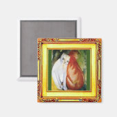 2 Katten van Franz Marc Magneet (Voorkant / Achterkant)