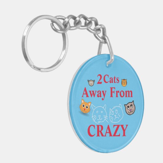 2 katten weg van gek sleutelhanger (Voorkant Links)