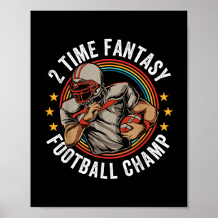 2 keer Fantasy Football Champ FFL Winnaar Retro Poster
