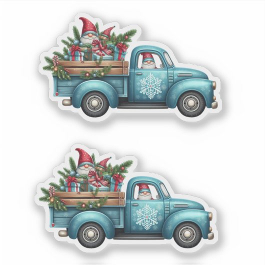 2 Kerst Gnome Vakantie Stickers (Voorkant)