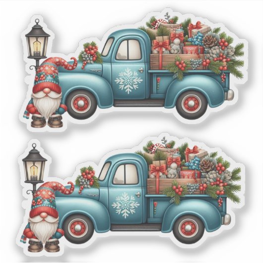 2 Kerst Gnome Vakantie Stickers (Voorkant)