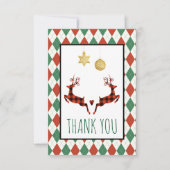 2 kerst herten springen dank u bedankkaart (Voorkant)