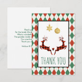 2 kerst herten springen dank u bedankkaart (Voorkant / Achterkant)