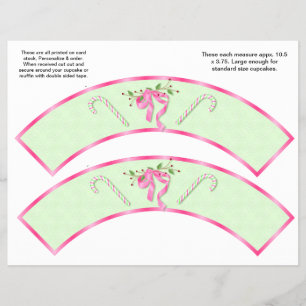 2 Kerst Kerststokjes Aangepaste Cupcake Verpakking Flyer