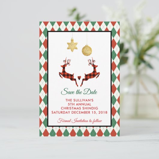 2 kerstavond bespaart de datum save the date (Staand voorkant)