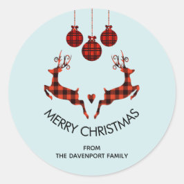 2 kerstavond rendiersprinkhaan ronde sticker