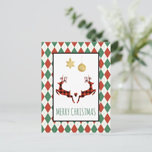 2 kerstavond roomend stijlfeestdag briefkaart (Staand voorkant)