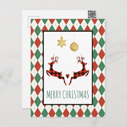 2 kerstavond roomend stijlfeestdag briefkaart (Voorkant / Achterkant)