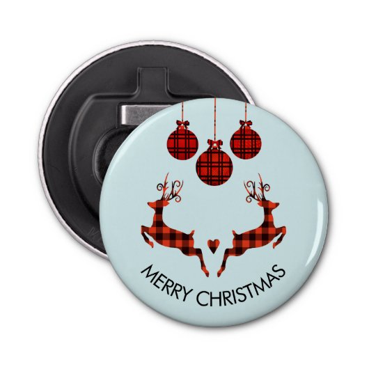 2 kerstavond schokkende stijl button flesopener (Voorkant)