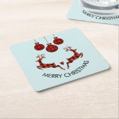 2 kerstavond schokkende stijl kartonnen onderzetters (Schuin)