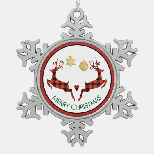 2 kerstavond schokkende stijl tin sneeuwvlok ornament (Voorkant)