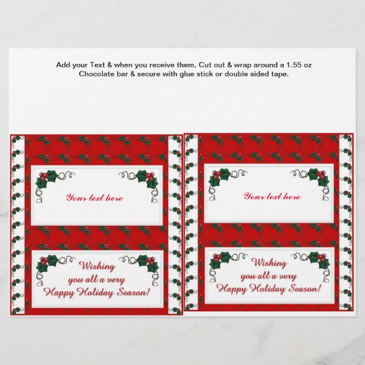 2 kerstfeestdag Holly Snoep Bar Wrappers Flyer (Voorkant)