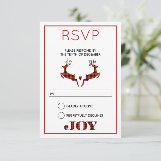 2 Kerstherten Springen RSVP Kaart (Staand voorkant)