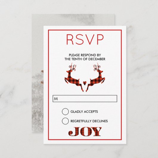 2 Kerstherten Springen RSVP Kaart (Voorkant / Achterkant)