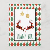 2 Kerstherten Springend in Rustieke Stijl Dankjewe Briefkaart (Voorkant)