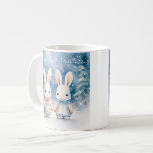 2 kerstkonijnen koffiemok (Voorkant links)