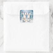 2 kerstkonijnen vierkante sticker (Tas)