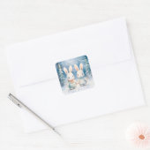 2 kerstkonijntjes vierkante sticker (Envelop)