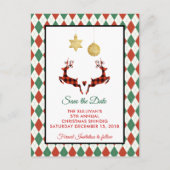 2 Kerstmis Herten Jumping Rustic Save the Date Briefkaart (Voorkant)