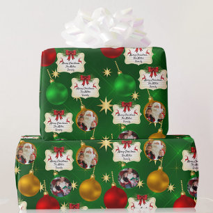 2 Kerstmis met foto- en familienaam Sjabloon Cadeaupapier