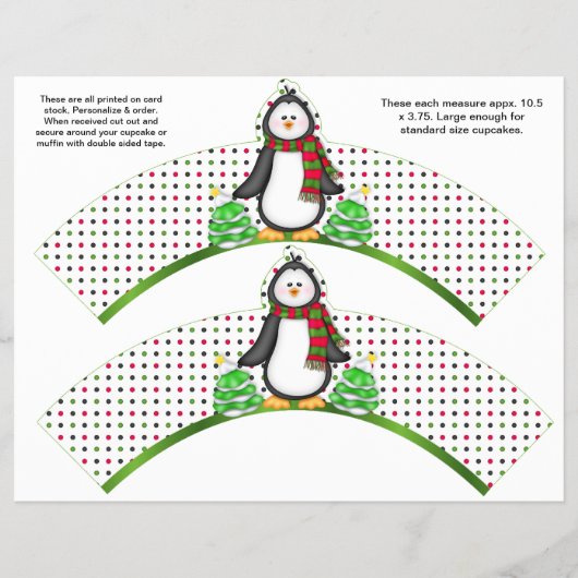 2 kerstpinguïn - Aangepaste Cupcake Wrappers Flyer (Voorkant)