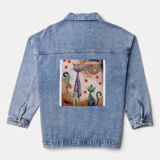 2 kitten wooooo denim jacket (Achterkant)