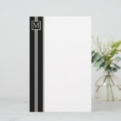 (2) Klassiek monogram gestreept briefpapier (Staand voorkant)