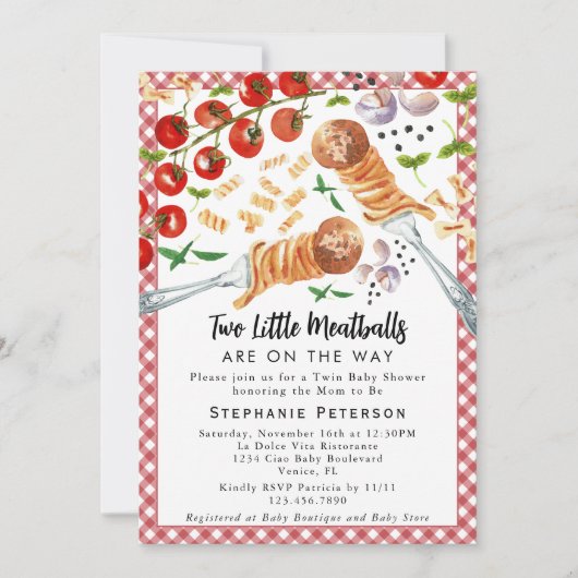 2 kleine gehaktballetjes zijn op weg naar tweeling kaart (Voorkant)