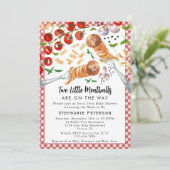 2 kleine gehaktballetjes zijn op weg naar tweeling kaart (Staand voorkant)