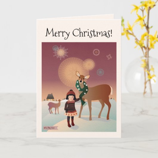 2 Kleine meid met de oorspronkelijke hert ©️ TRFor Kaart (Gele Bloem)