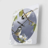 2 Kleine vogels in een boom bevestigen Vierkante Klok (Hoek)