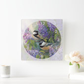 2 Kleine vogels in een boom bevestigen Vierkante Klok (Huis)