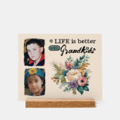 2 kleinkinderen foto bloemengroen acryl bord (Voorkant)