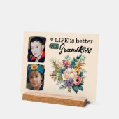 2 kleinkinderen foto bloemengroen acryl bord (Hoek)